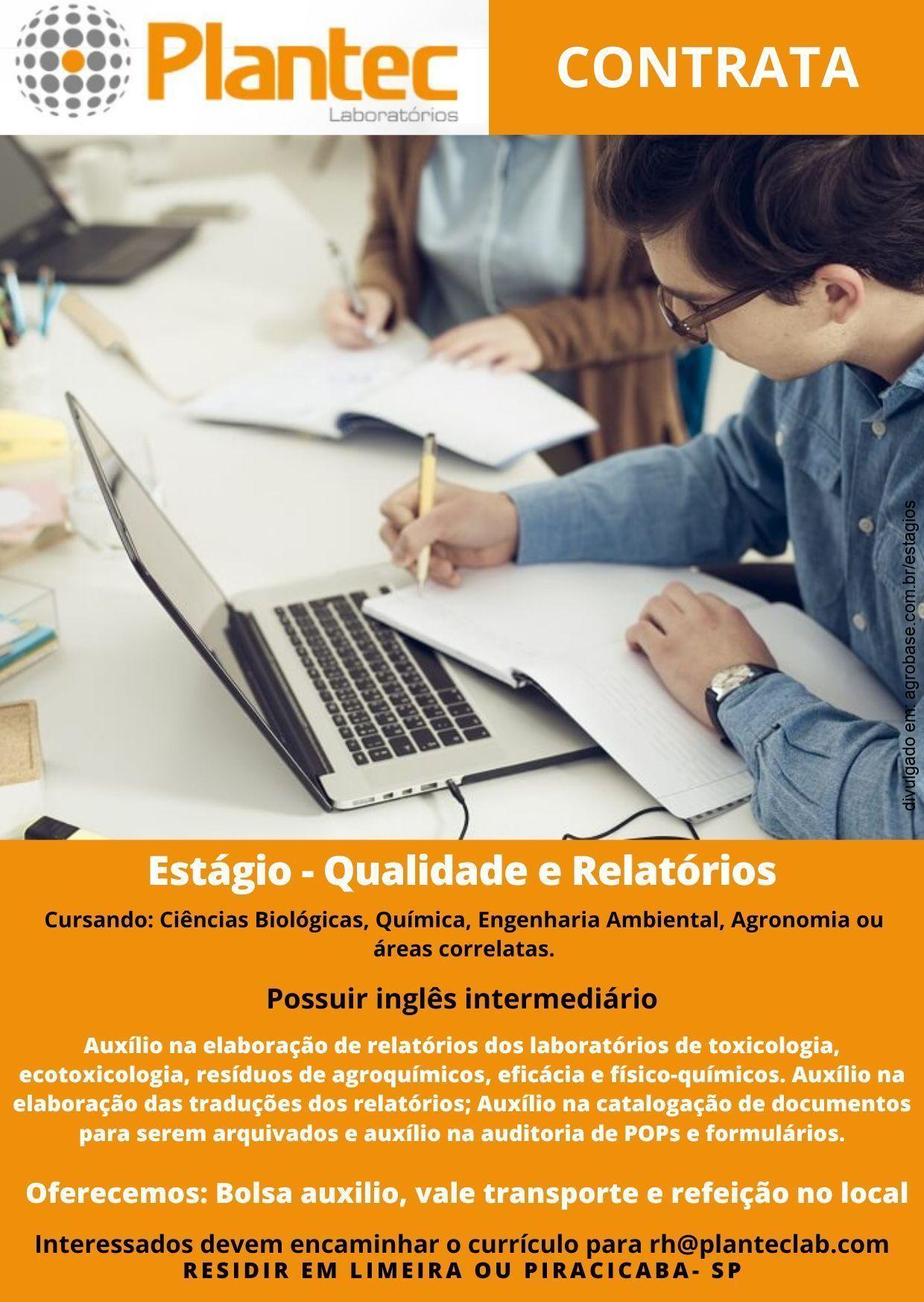 Estágio qualidade e relatórios – Limeira ou Piracicaba/SP