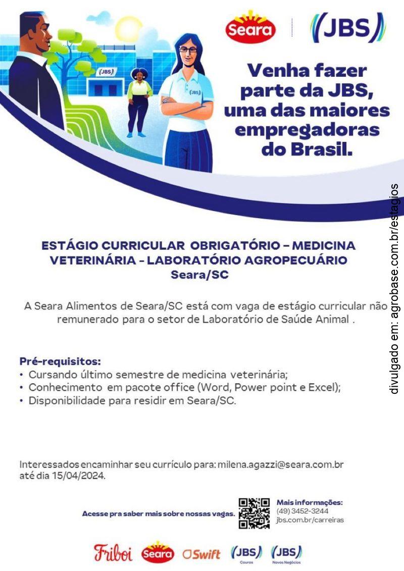 Estágio curricular obrigatório lab. agropecuário – Seara/SC