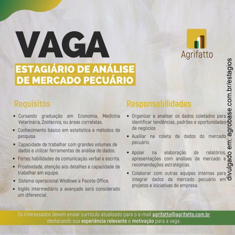 Estagiário de análise de mercado pecuário – São Paulo/SP