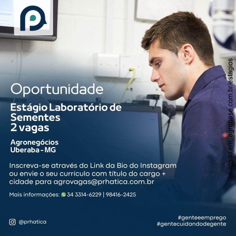 02 vagas estágio laboratório de sementes – Uberaba/MG