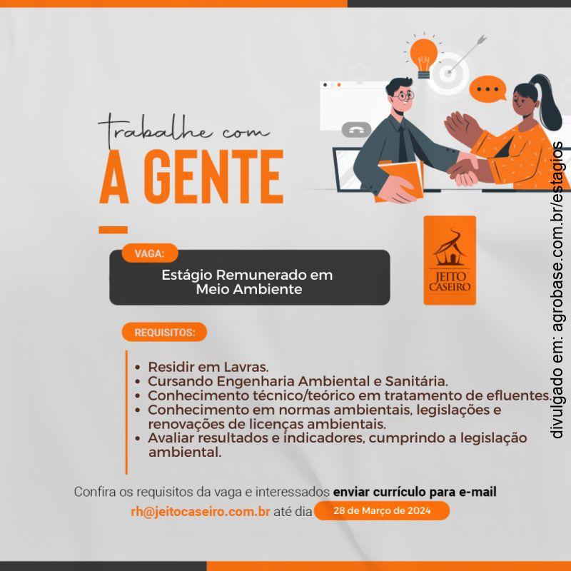 Estágio remunerado em meio ambiente – Lavras/MG