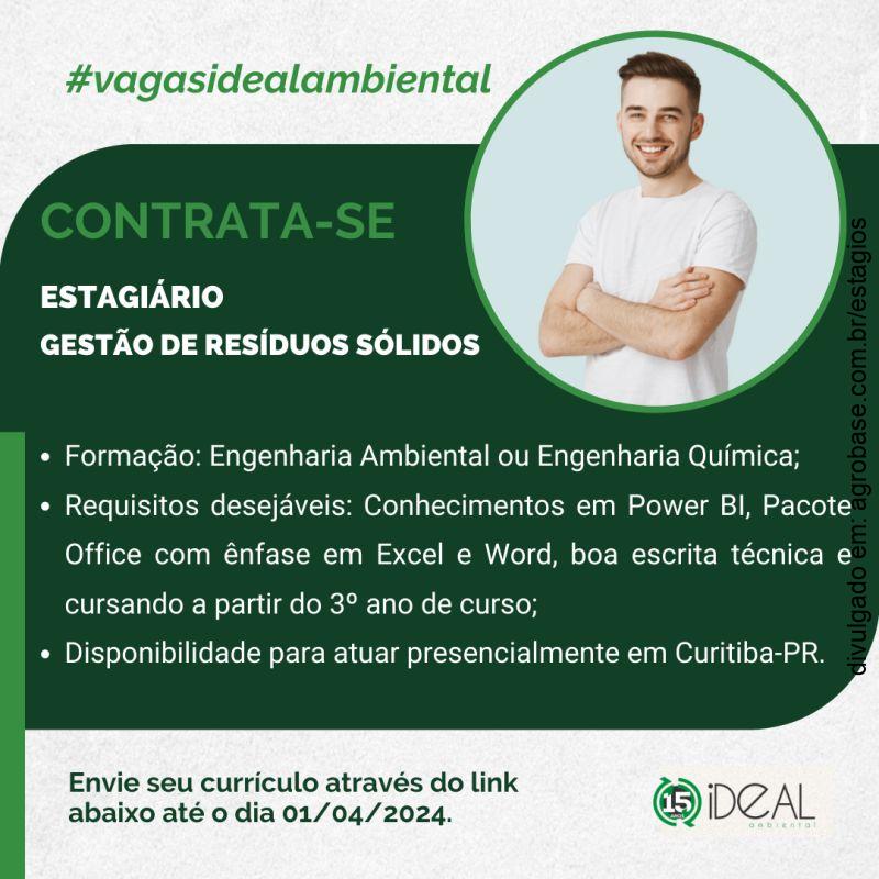 Estagiário em gestão de resíduos sólidos