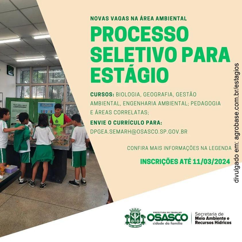02 vagas de estágio na área ambiental – Osasco/SP
