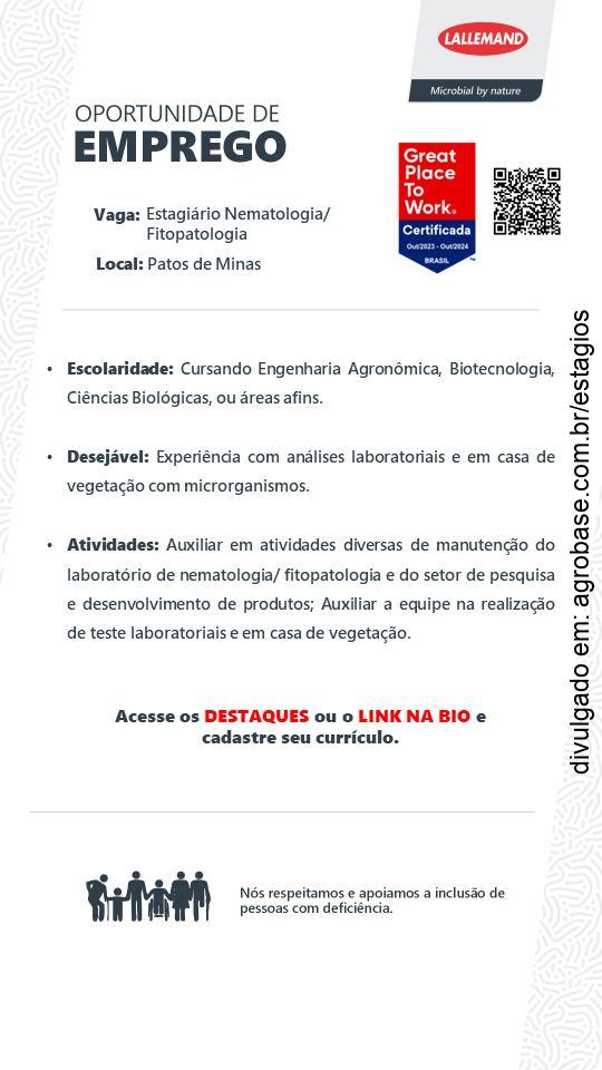 Estagiário nematologia | fitopatologia – Patos de Minas/MG