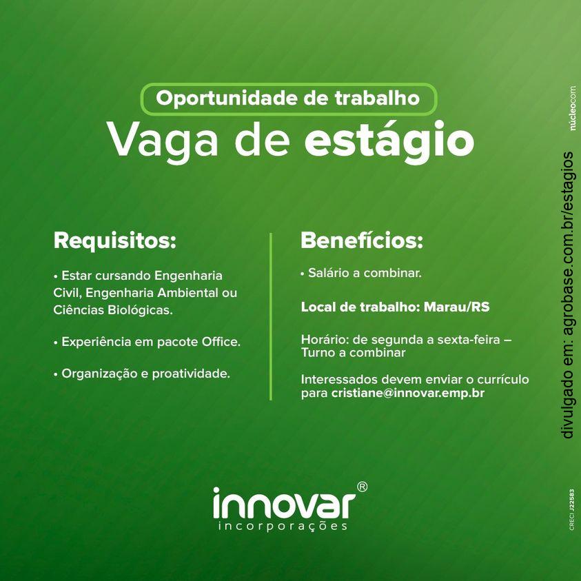 Estágio na Innovar Incorporações – Marau/RS