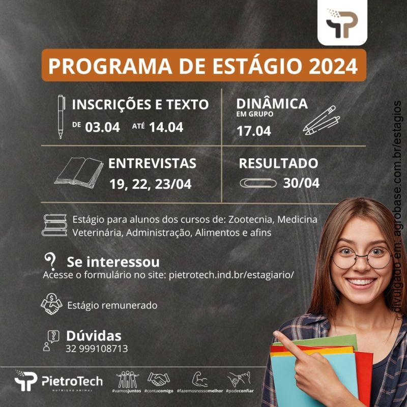 Programa de estágio 2024 (nutrição animal) – Rio Pomba/MG