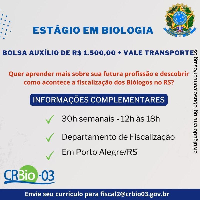 Estágio em biologia – Porto Alegre/RS