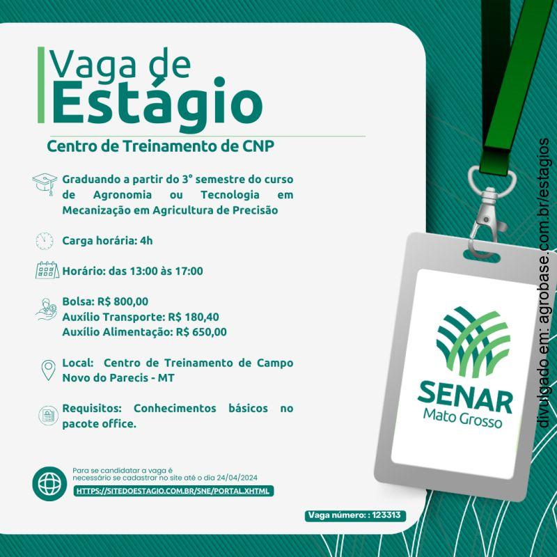 Estágio em mecanização e agricultura de precisão – Campo Novo do Parecis/MT