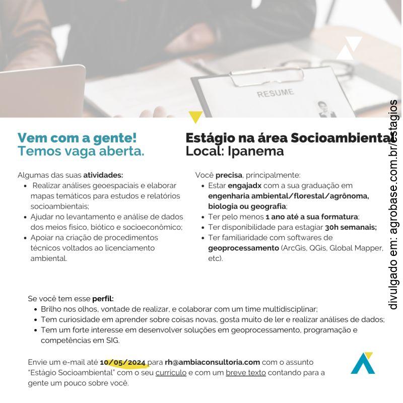 Estágio na área socioambiental – Ipanema/PR