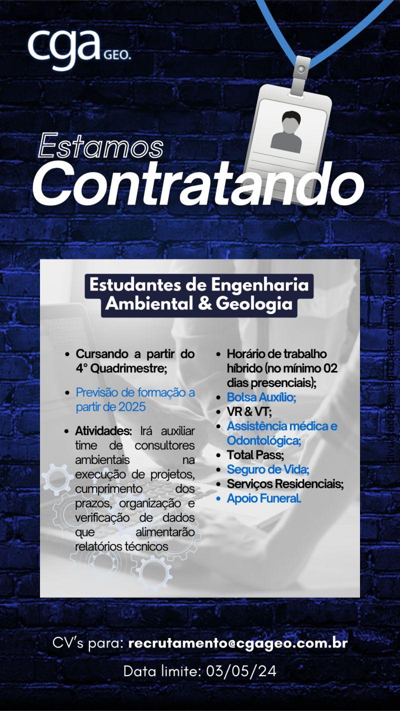 Estágio estudantes de engenharia ambiental ou geologia – São Paulo/SP