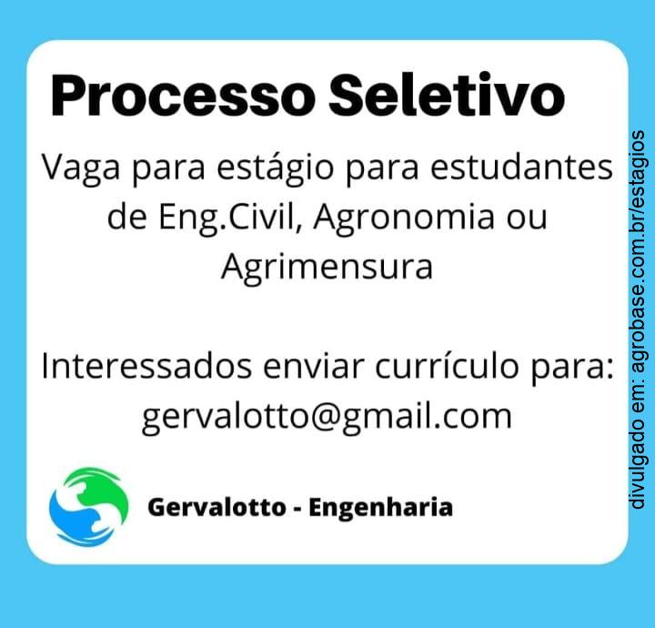 Estágio para eng. civil. agronomia ou agrimensura – SP