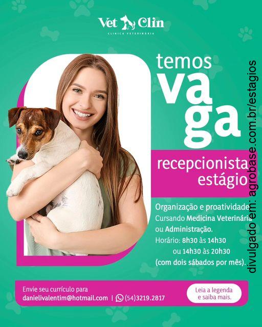 Estágio remunerado recepcionista vet – Caxias do Sul/RS