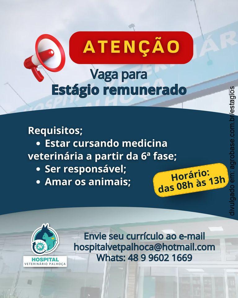 Estágio remunerado em med. veterinária – Palhoça/SC