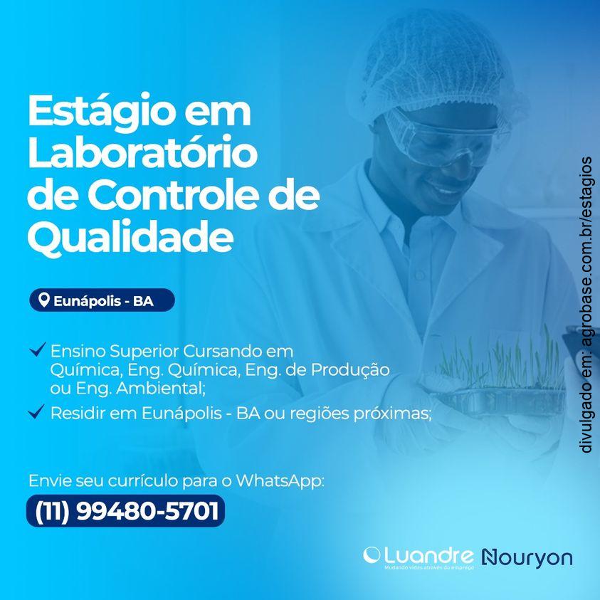 Estágio em laboratório de controle de qualidade – Eunápolis/BA (cód.177466)