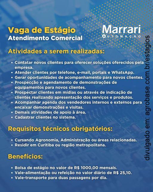 Estágio em atendimento comercial – Curitiba/PR e região metropolitana