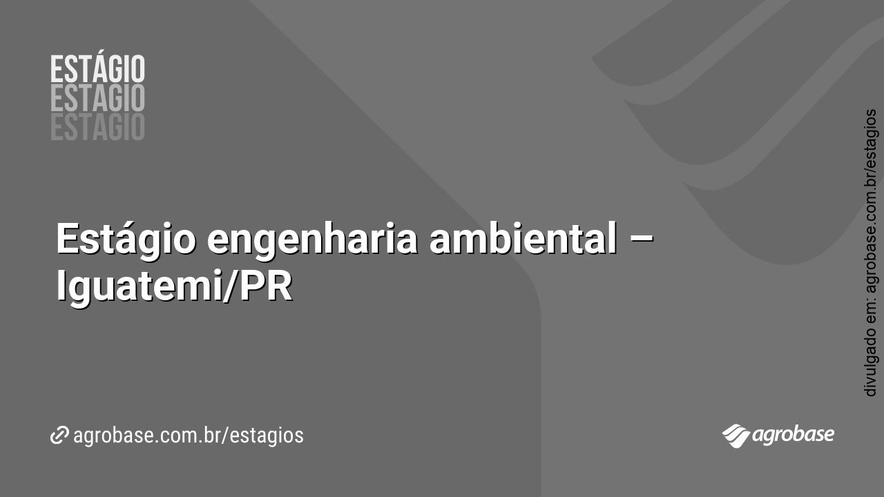 Estágio engenharia ambiental – Iguatemi/PR