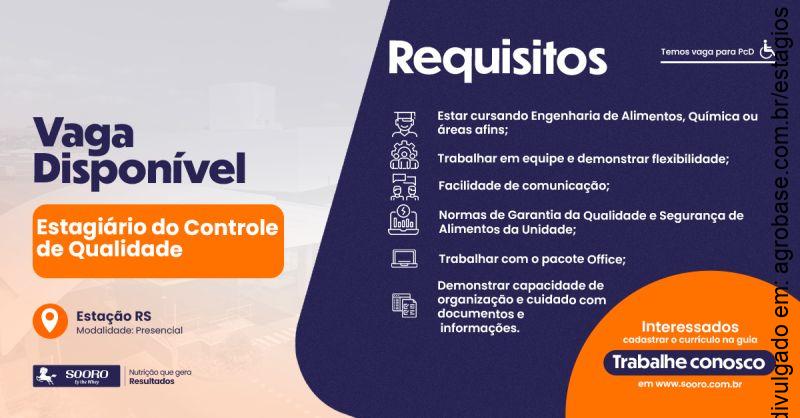 Estagiário de controle da qualidade – Marechal Candido Rondon/PR