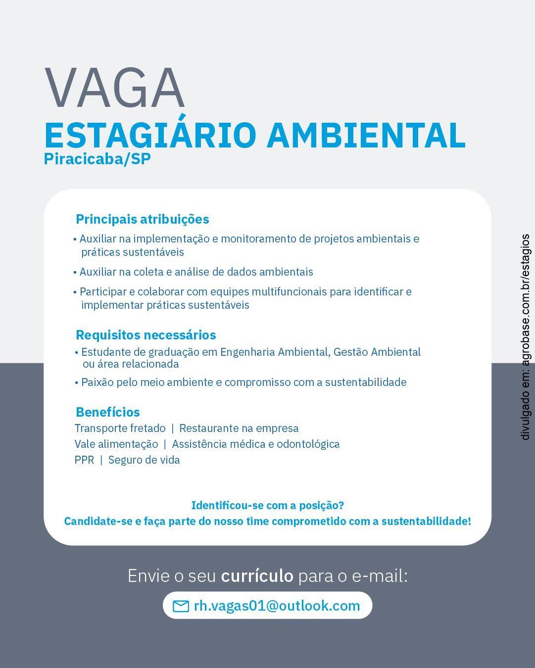 Estagiário ambiental – Piracicaba/SP