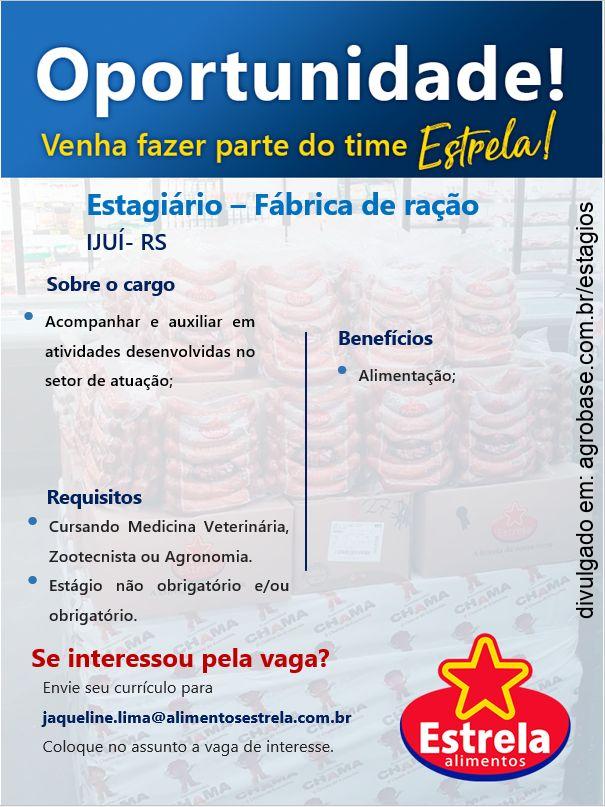 Estagiário fábrica de ração – Ijuí/RS