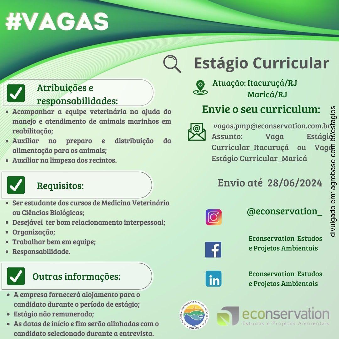 Estágio curricular med. veterinária ou biologia – RJ
