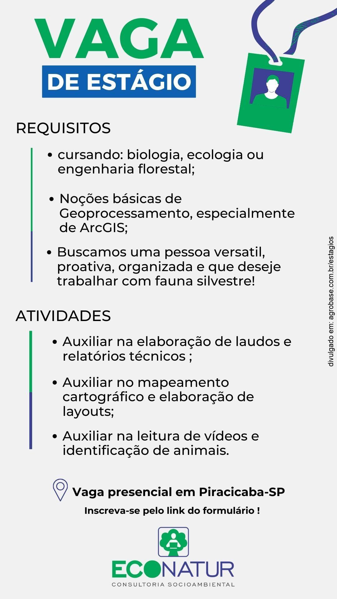 Estágio em fauna – Piracicaba/SP