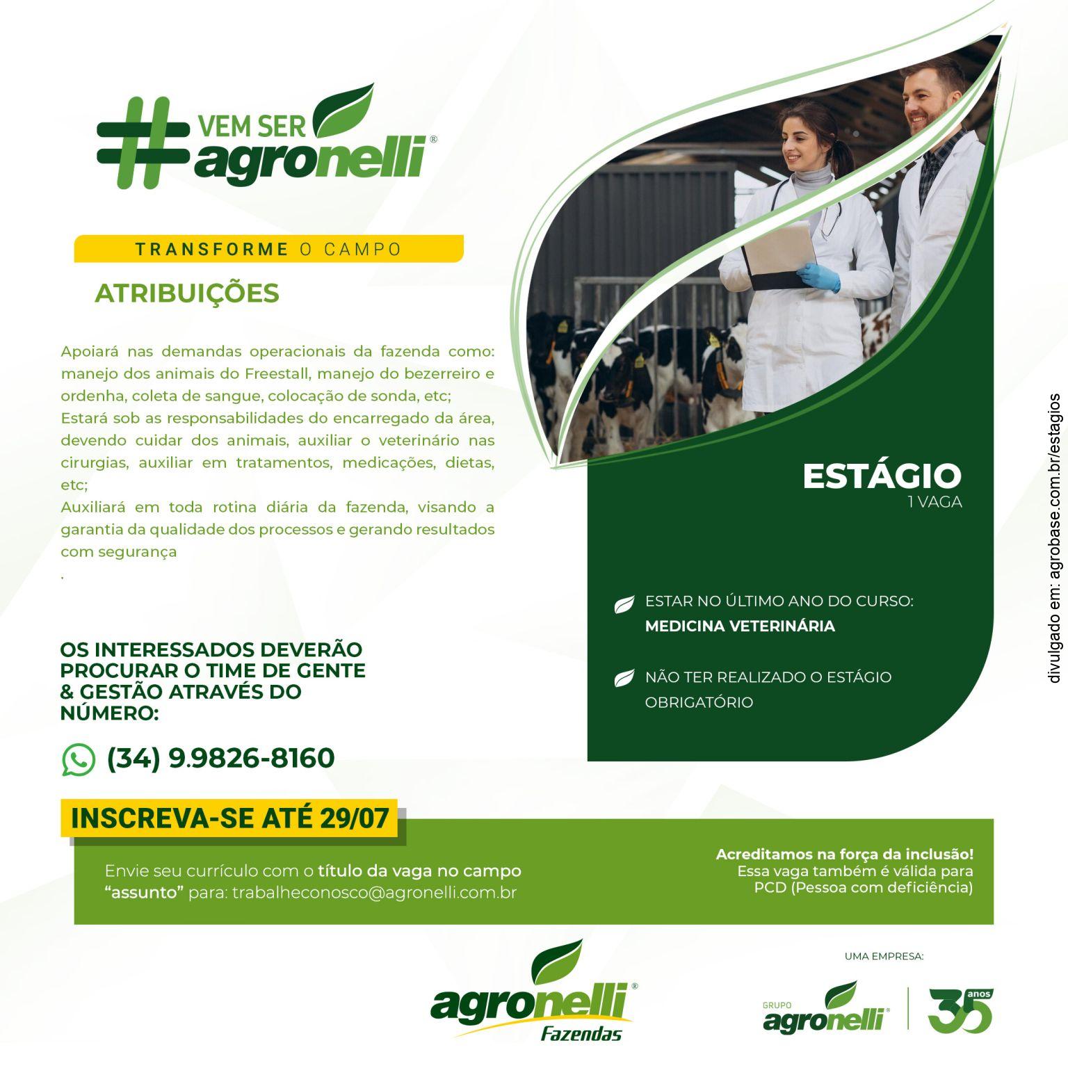 Estágio para estudantes de veterinária – MG