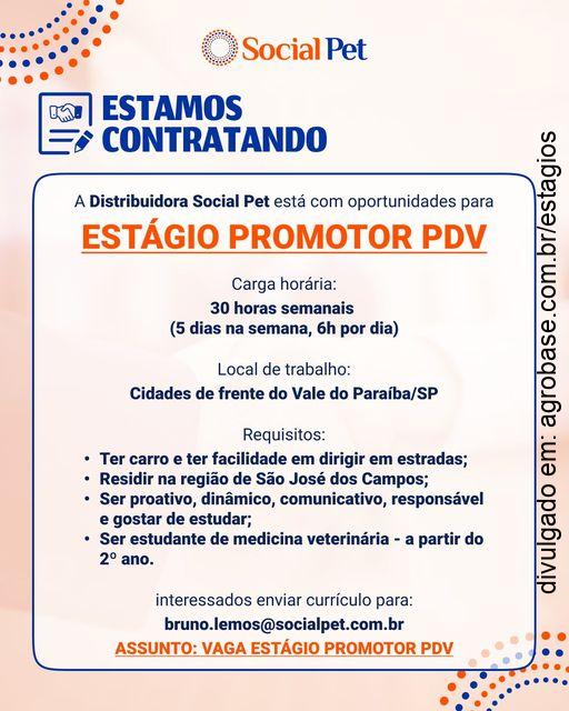Estágio promotor pdv – região de São José dos Campos/SP