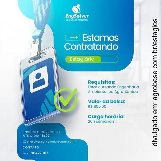 Estágio de eng. ambiental ou agronômica – Palmas/TO