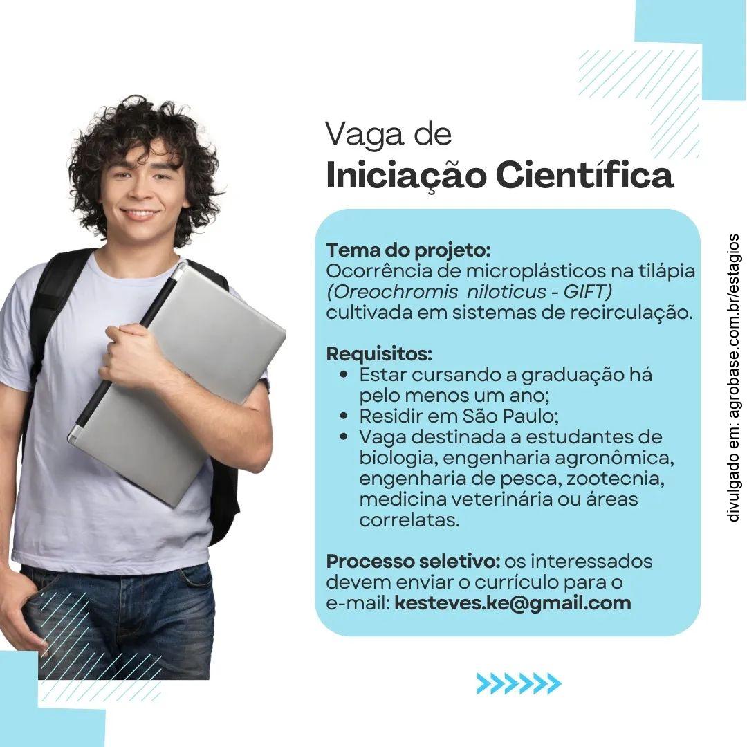 Vaga de iniciação científica: ocorrência de microplásticos na tilápia – São Paulo/SP