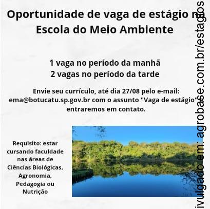 2 vagas de estágio na escola de meio ambiente – Botucatu/SP