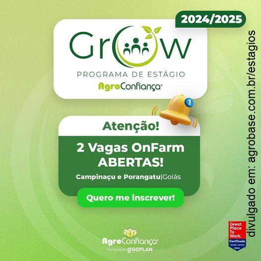 2 vagas programa de estágio OnFarm – Campinaçu e Porangatu/GO