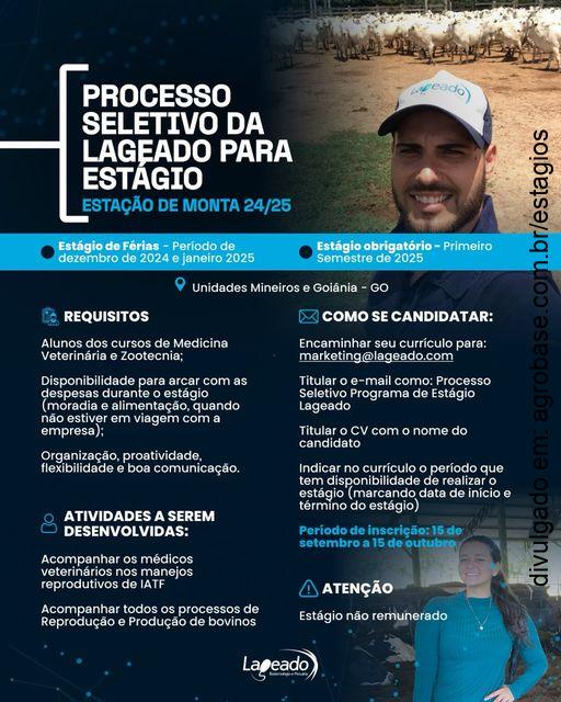 Estágio para estação de monta 24/25 – Mineiros e Goiânia/GO