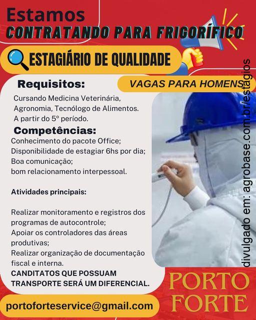 Estagiário de qualidade (frigorífico) – Brasília/DF
