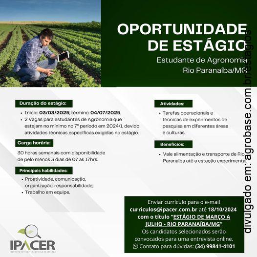 Estágio estação experimental (mar-jul/25) – Rio Paranaíba/MG