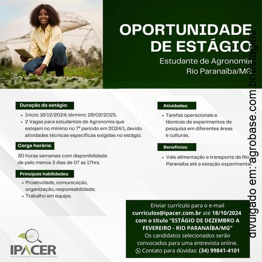 Estágio estação experimental (dez/24-fev/25) – Rio Paranaíba/MG