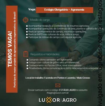 Estágio obrigatório em agronomia – Pontes e Lacerda/MT