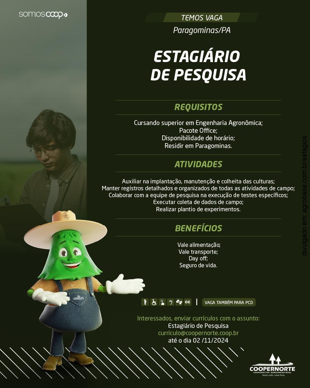 Estagiário de pesquisa – Paragominas/PA