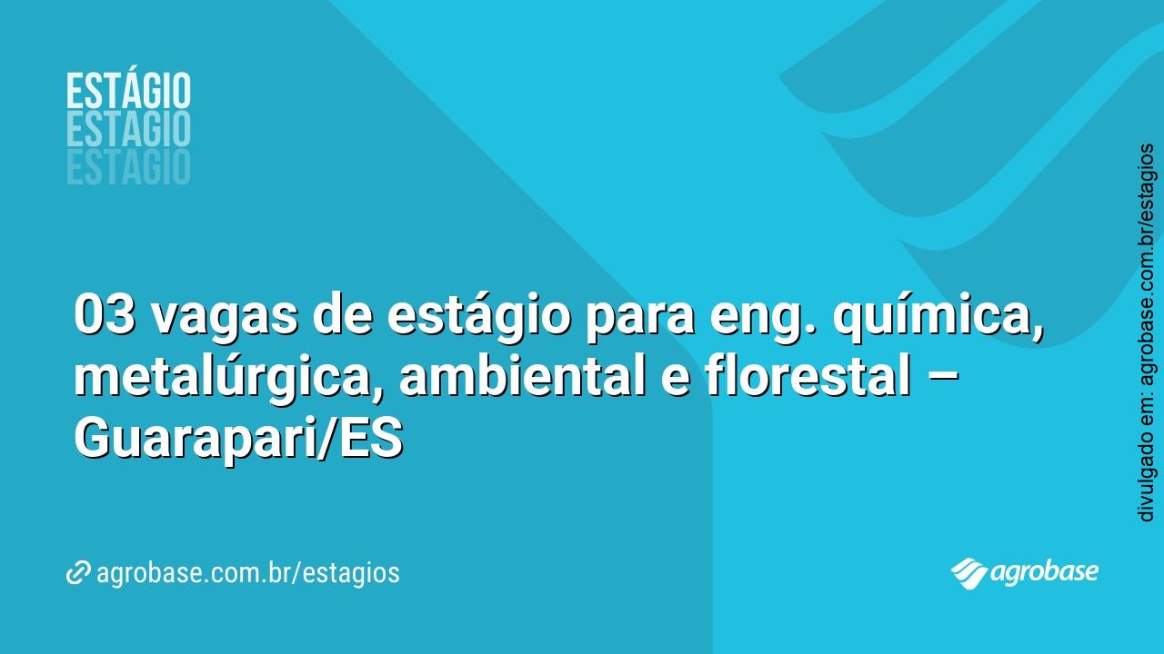 03 vagas de estágio para eng. química, metalúrgica, ambiental e florestal – Guarapari/ES