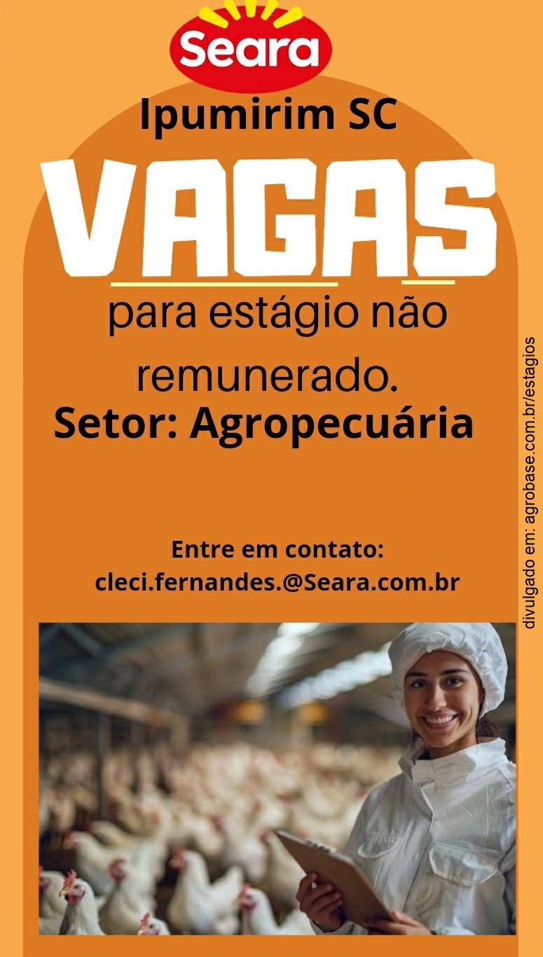 Estágio não-remunerado agropecuária (aves) – Ipumirim/SC
