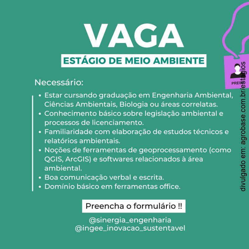 Estágio suporte em projetos ambientais – Curitiba/PR