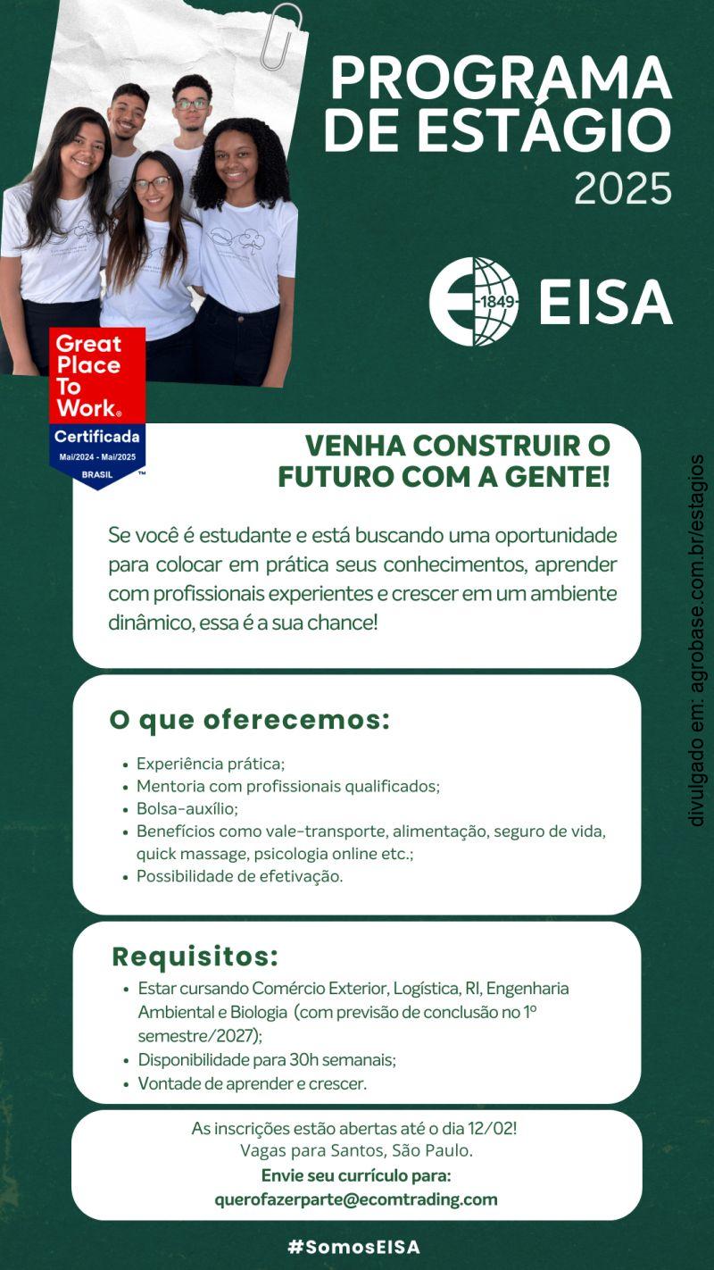 Programa de estágio EISA 2025 – Santos/SP