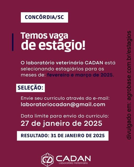 Estágio em laboratório veterinário – Concórdia/SC