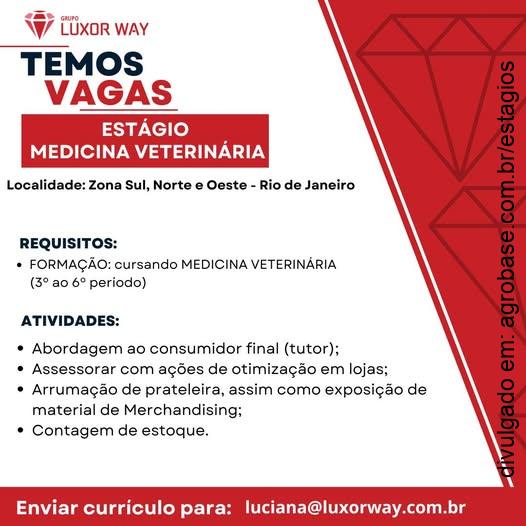 Estagiário medicina veterinária – zona norte e sul RJ