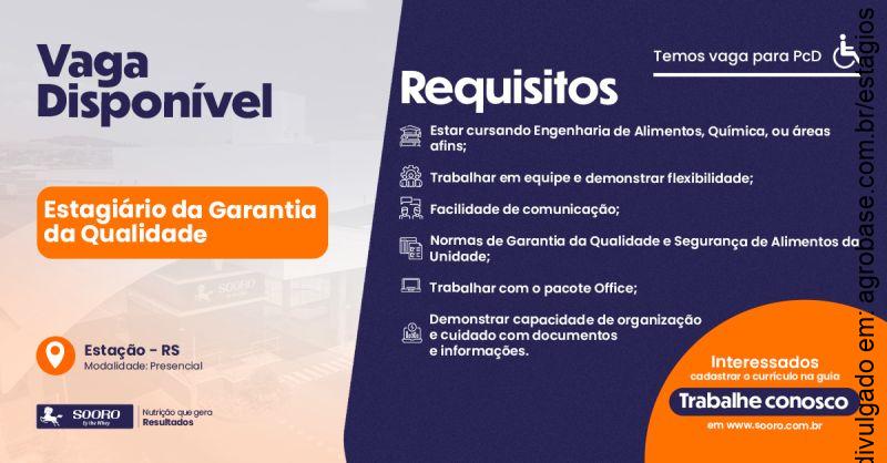 Estagiário da garantia da qualidade – Estação/RS