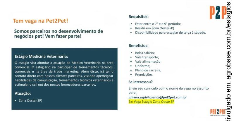 Estágio medicina veterinária – São Paulo/SP [zona oeste]