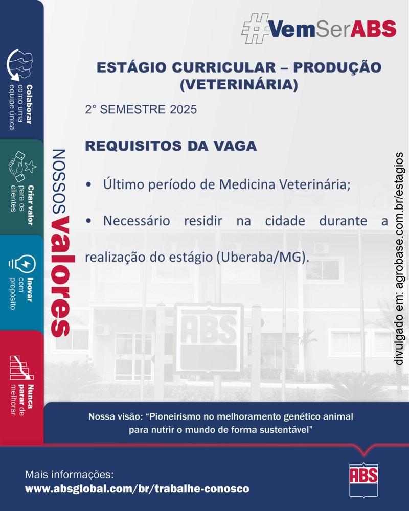Estágio curricular produção (veterinária) – Uberaba/MG