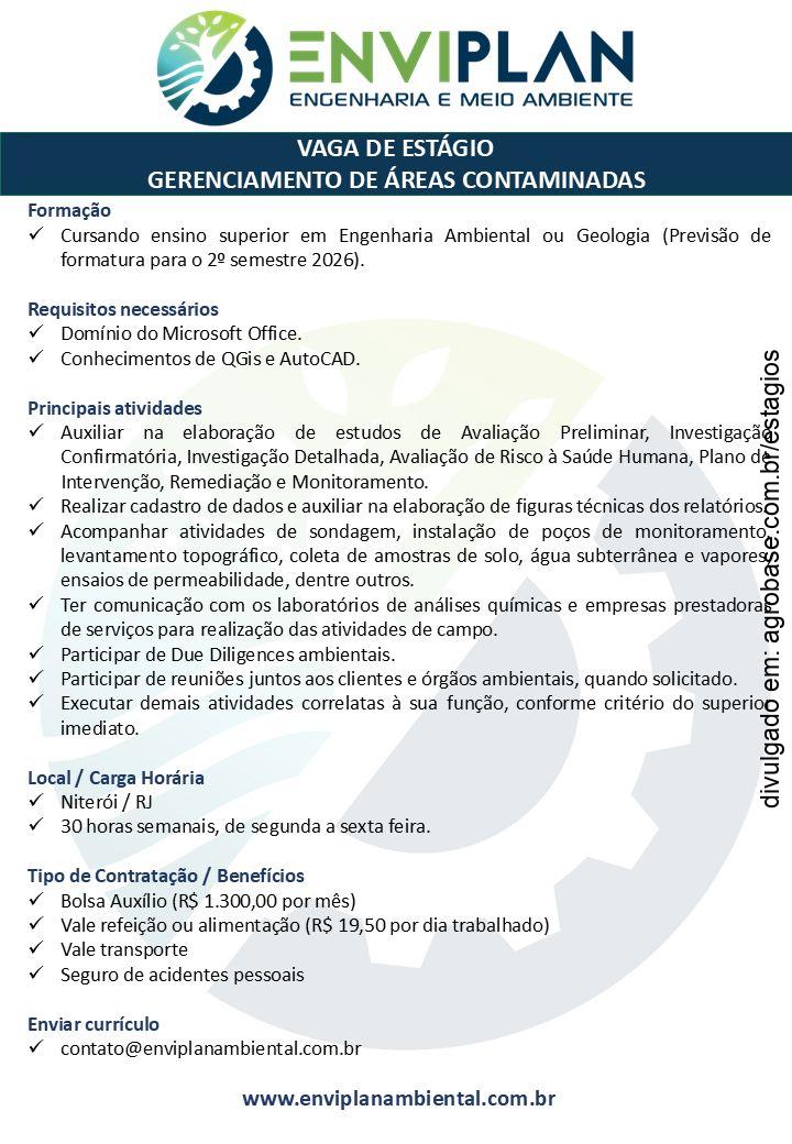 Estágio em gerenciamento de áreas contaminadas – Niterói/RJ