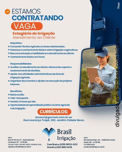 Estagiário de irrigação (atendim. ao cliente) – Areado/MG