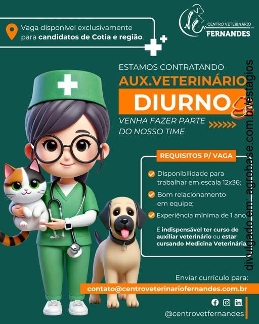 Auxiliar veterinário diurno – Cotia/SP