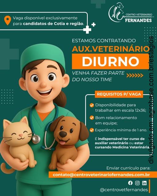 Auxiliar veterinário diurno – Cotia/SP